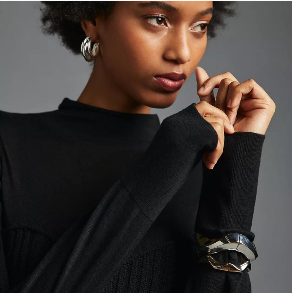 Anthropologie Ribbed Turtleneck Sweater Dress in Black NWT - Picture 4 of 5
